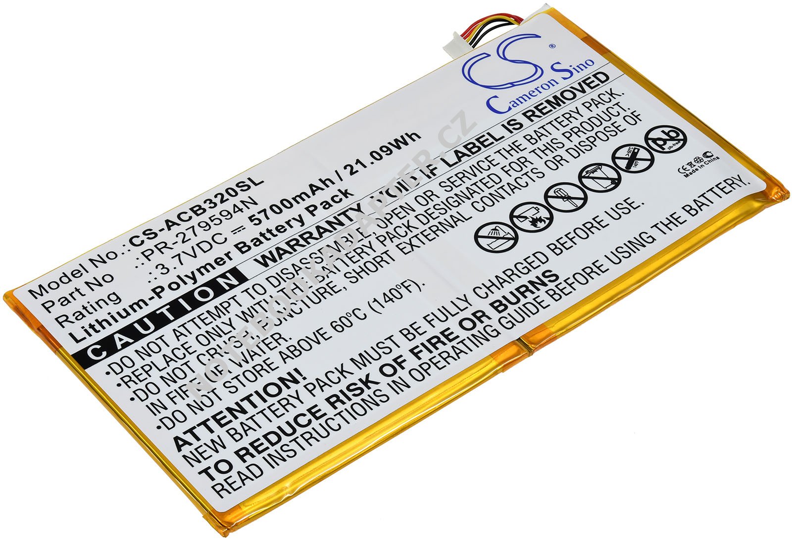 aku pro tablet Acer B3-A30-K6ZH (5-Pin-konektor)