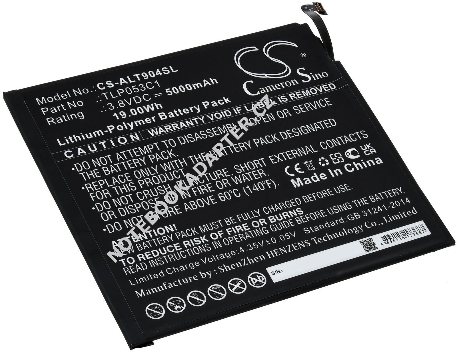 aku pro tablet Alcatel Tab 8 9048S, Typ TLP053C1